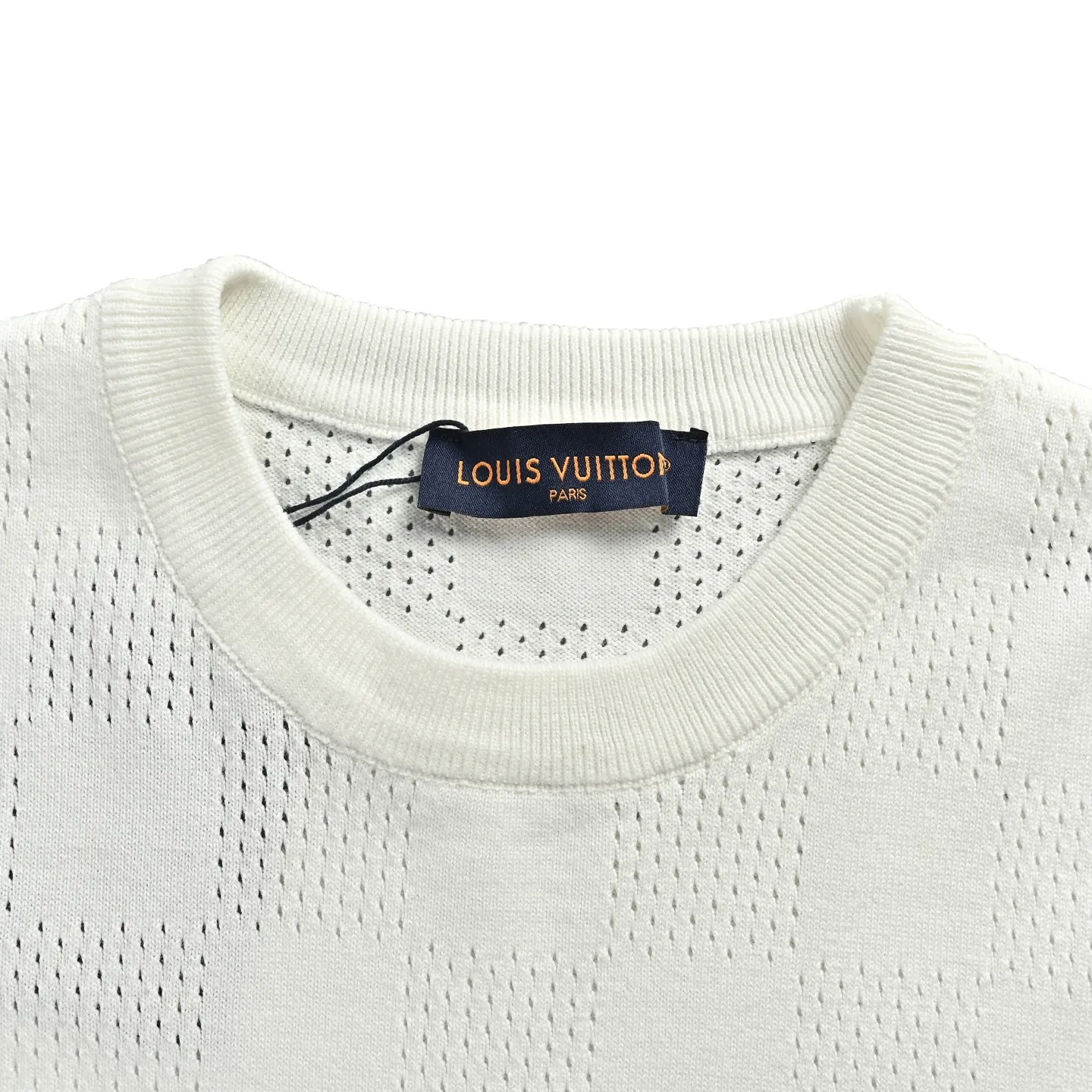 Louis Vuitton/Louis Vuitton 26ss hollow mesh checkerboard knitted short sleeves